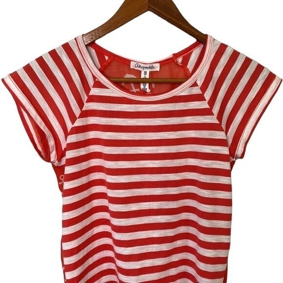 Aeropostale Nautical Stripe Sheer Tie Waist Anchor Print Top Short Sleeve Sailor - Picture 3 of 16